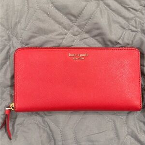 Kate Spade New York Red Saffiano Leather Zip-Around Wallet